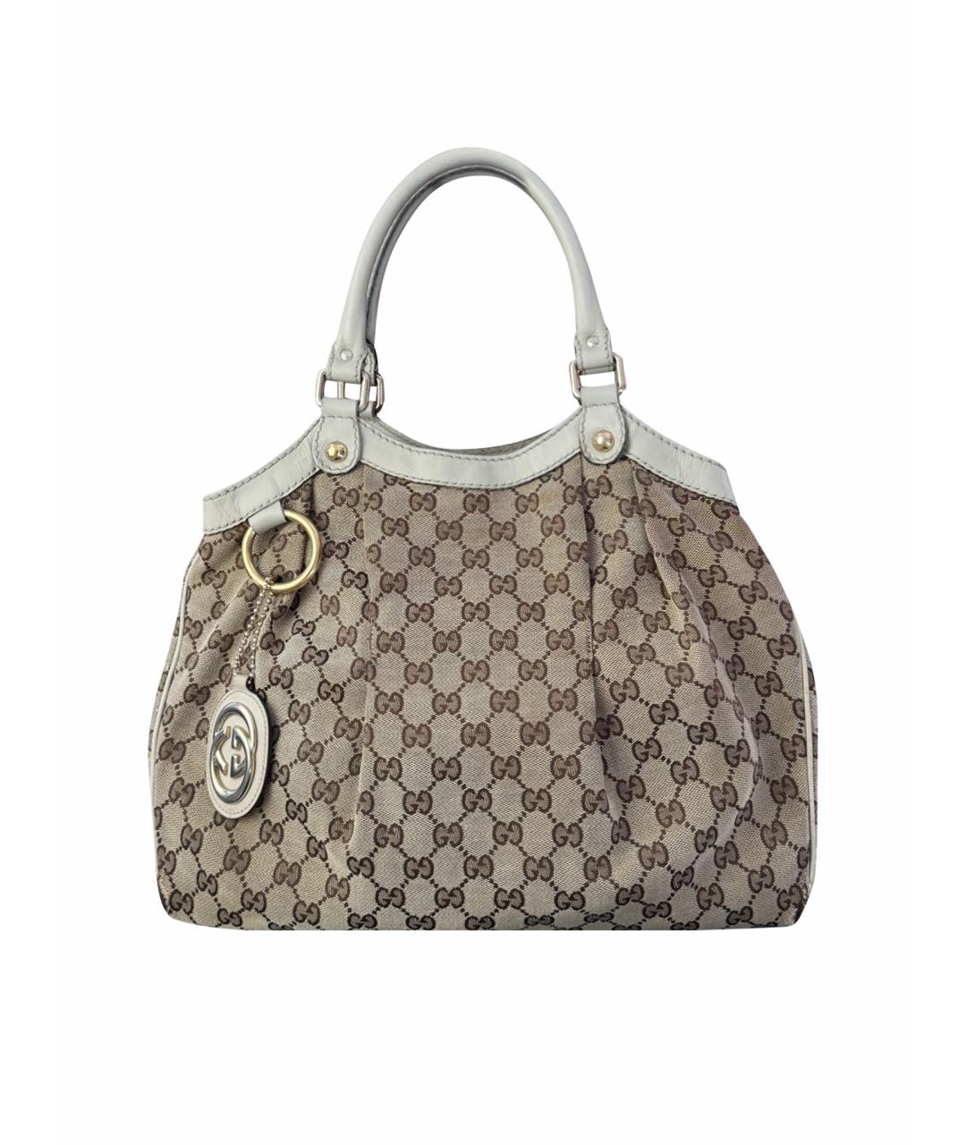 GUCCI Бежевая тканевая сумка тоут, фото 1