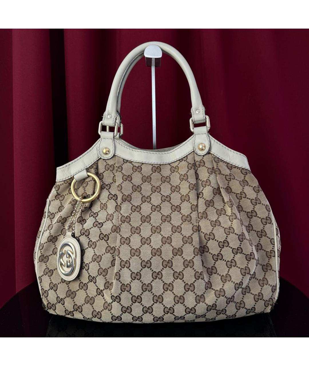 GUCCI Бежевая тканевая сумка тоут, фото 9