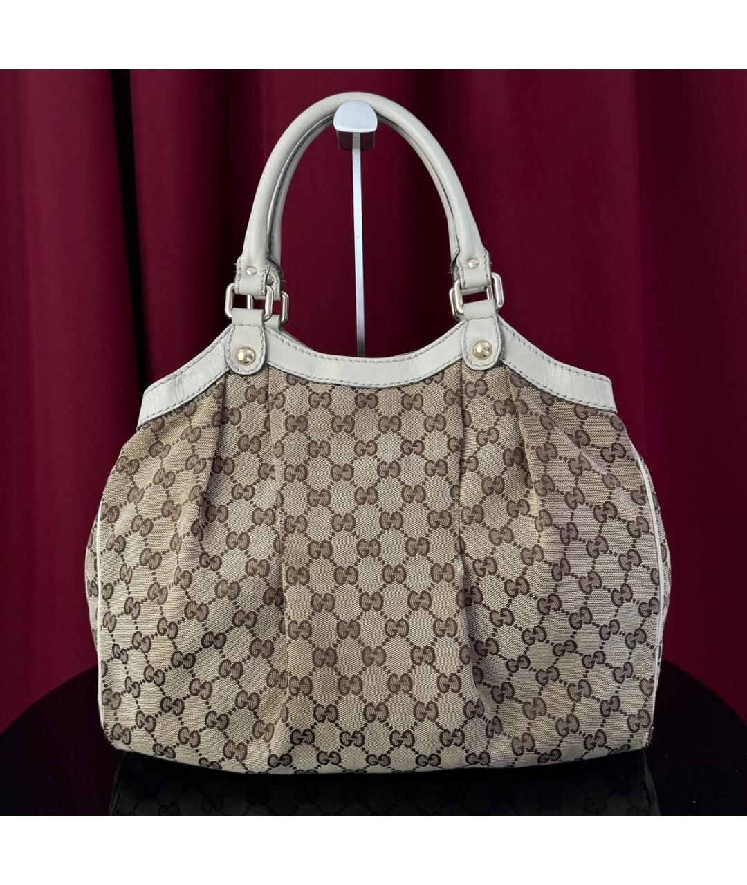 GUCCI Бежевая тканевая сумка тоут, фото 3