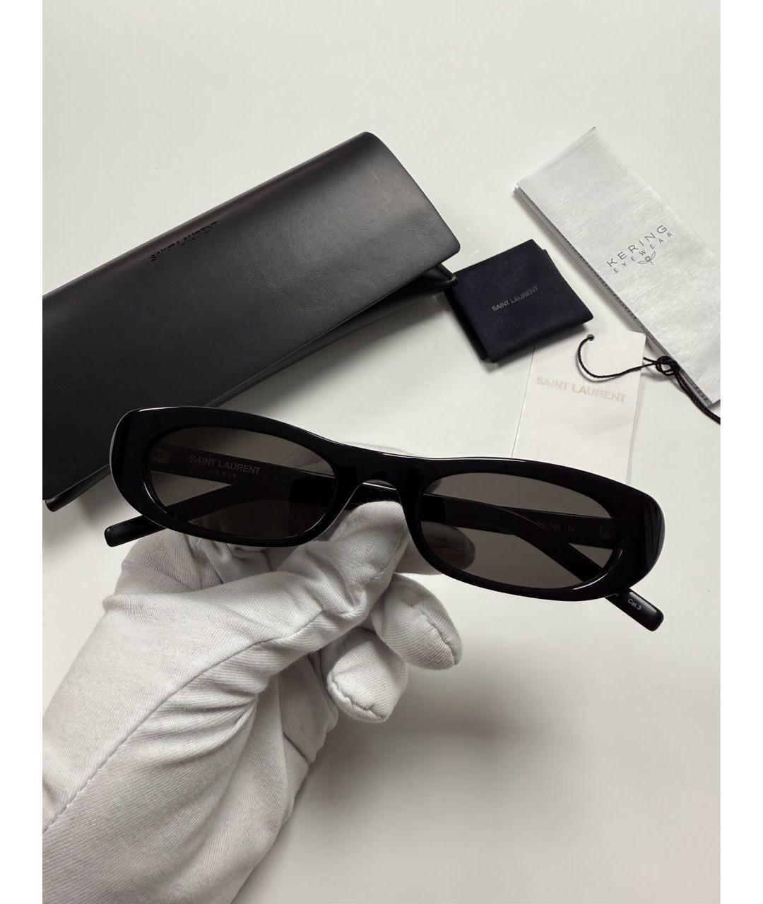 SAINT LAURENT Черные пластиковые солнцезащитные очки, фото 3