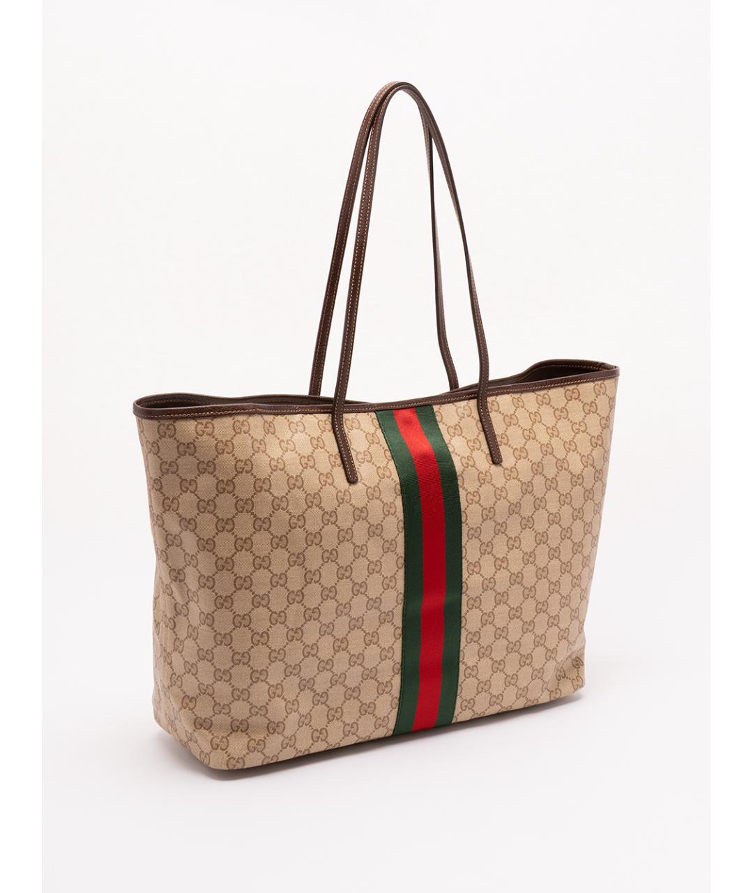 GUCCI Бежевая хлопковая сумка тоут, фото 3