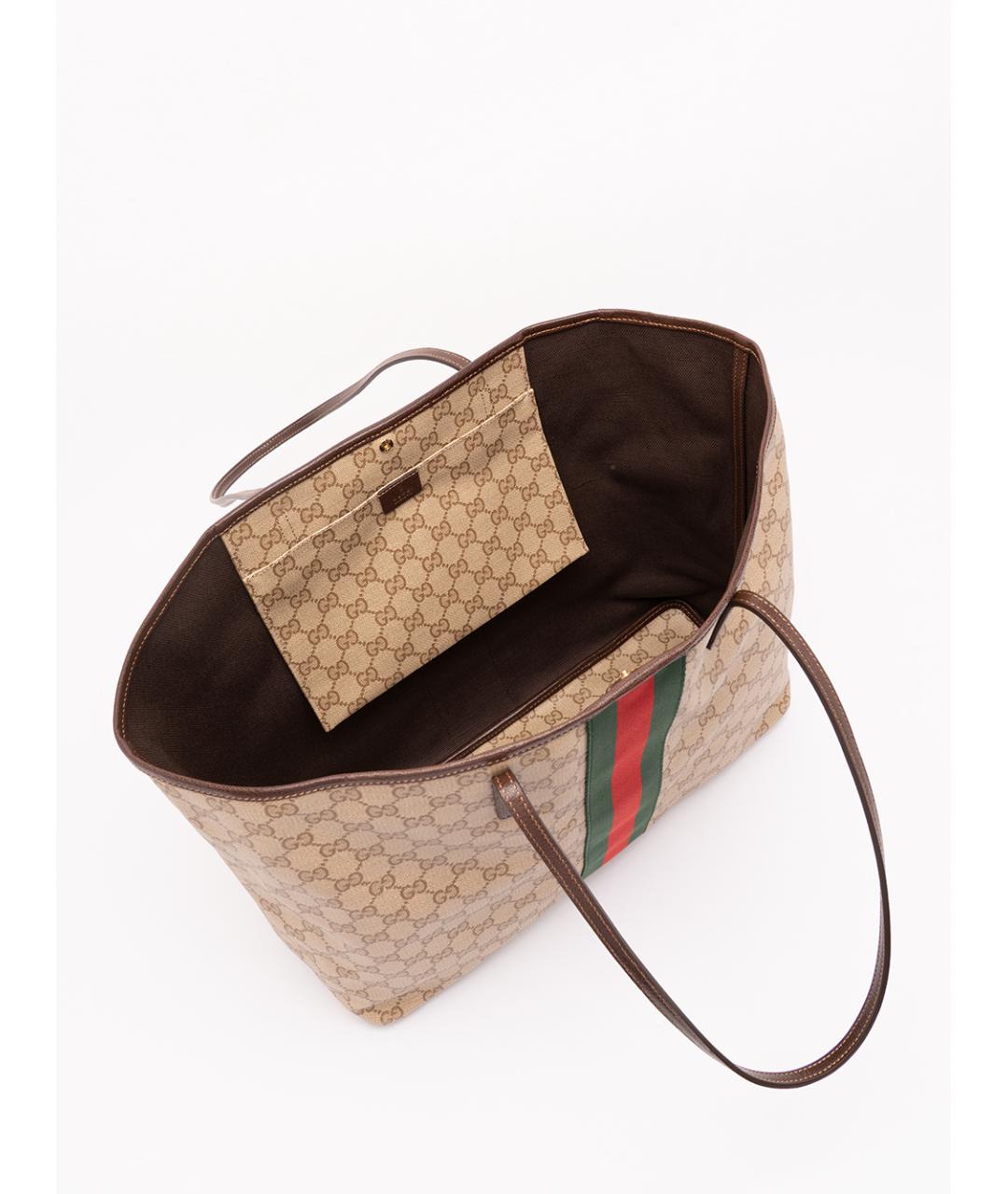 GUCCI Бежевая хлопковая сумка тоут, фото 5