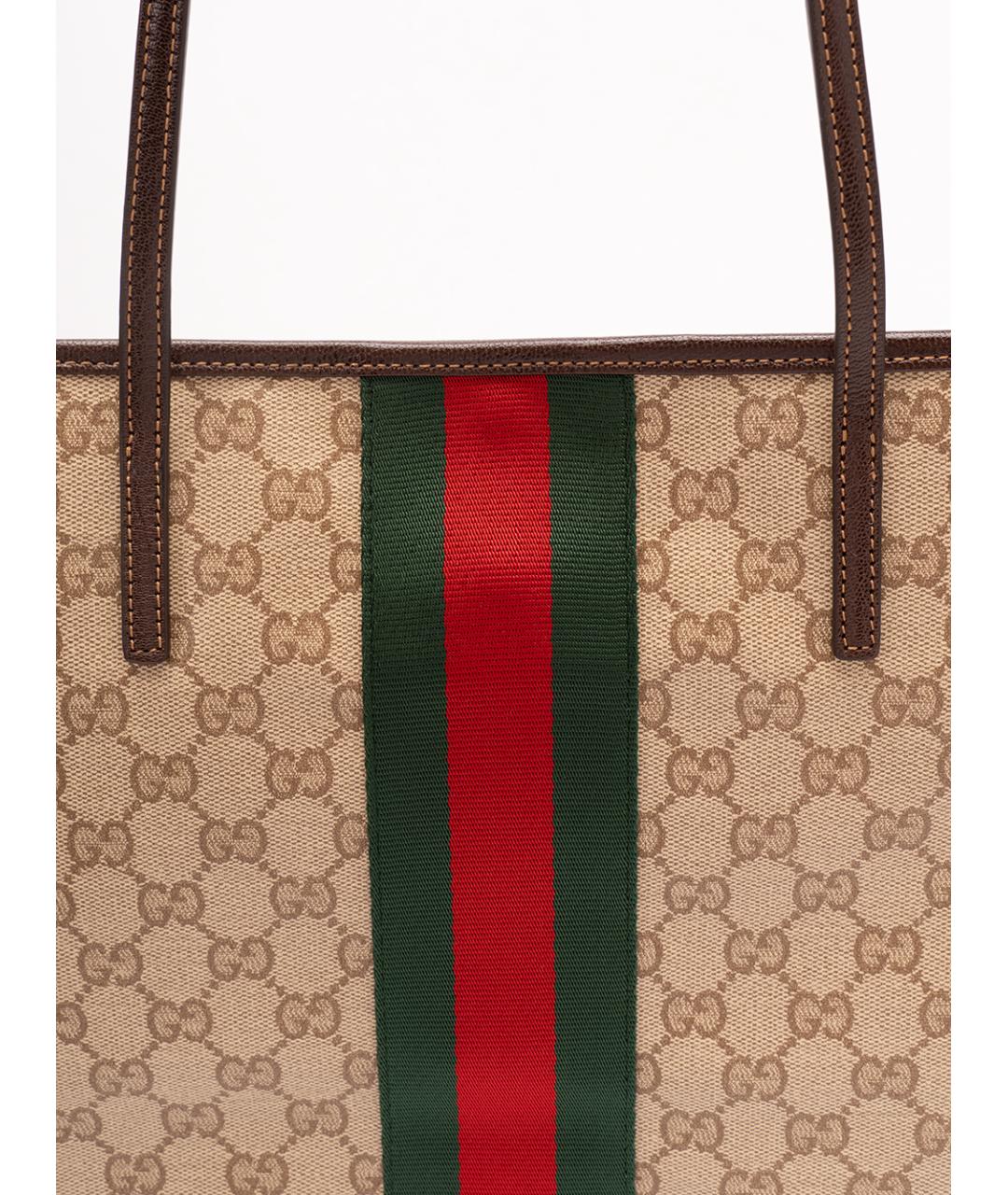 GUCCI Бежевая хлопковая сумка тоут, фото 4