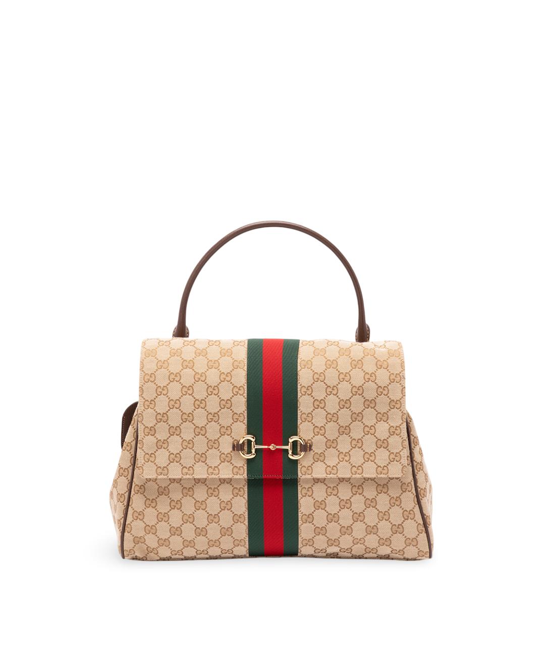 GUCCI Бежевая тканевая сумка через плечо, фото 1
