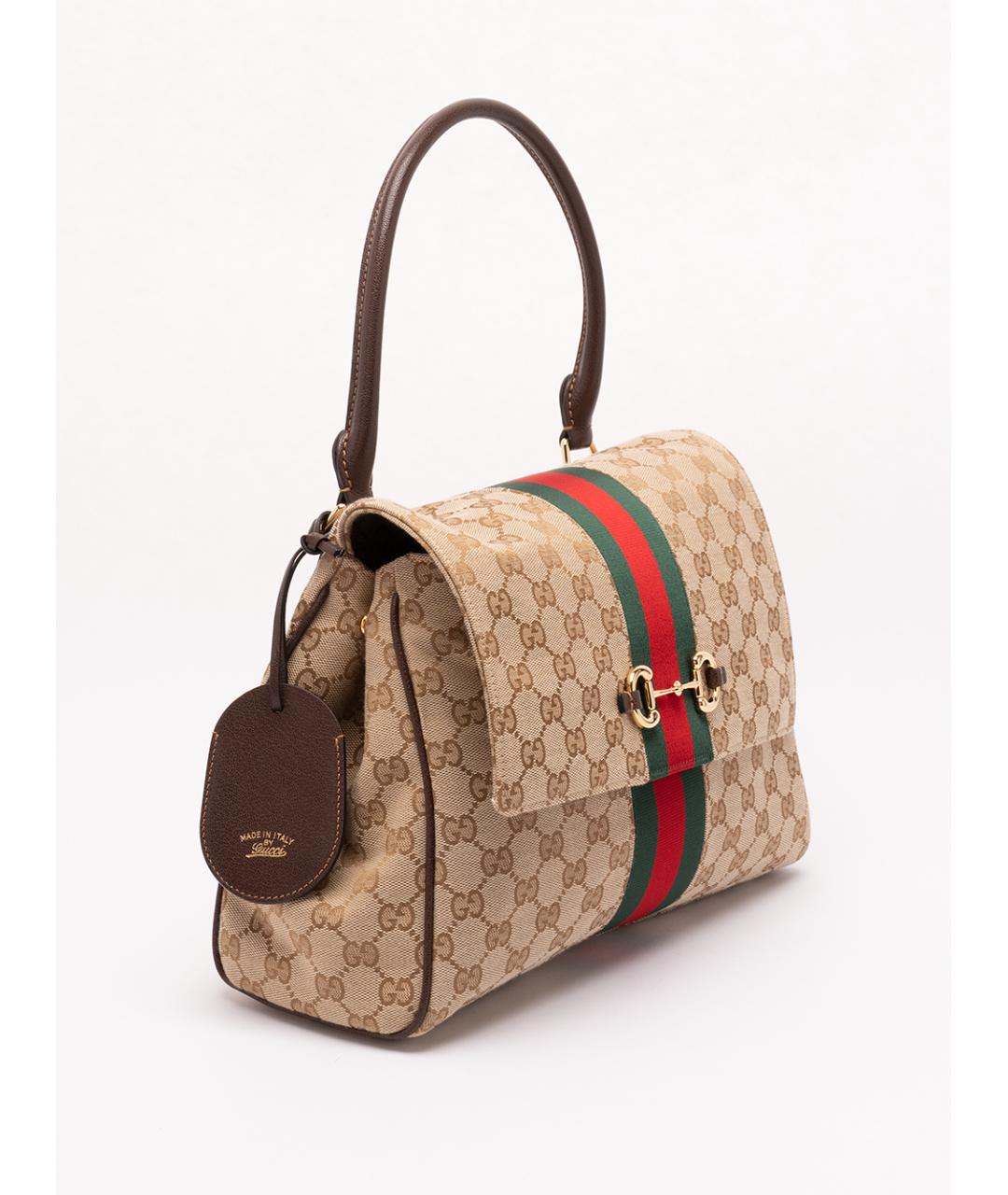 GUCCI Бежевая тканевая сумка через плечо, фото 3