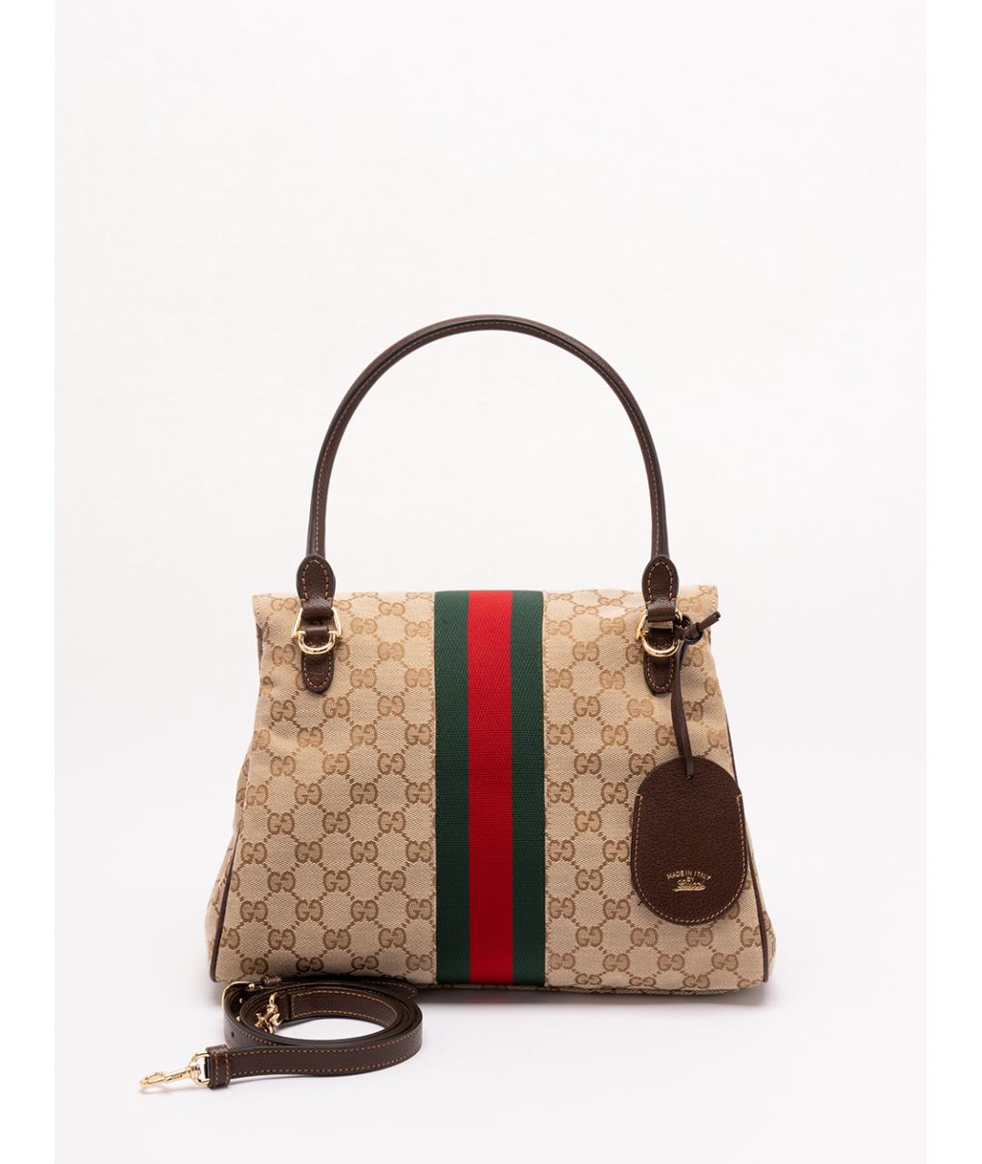 GUCCI Бежевая тканевая сумка через плечо, фото 2