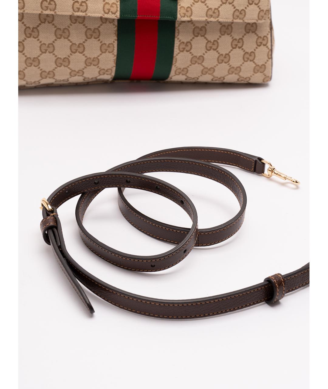 GUCCI Бежевая тканевая сумка через плечо, фото 5