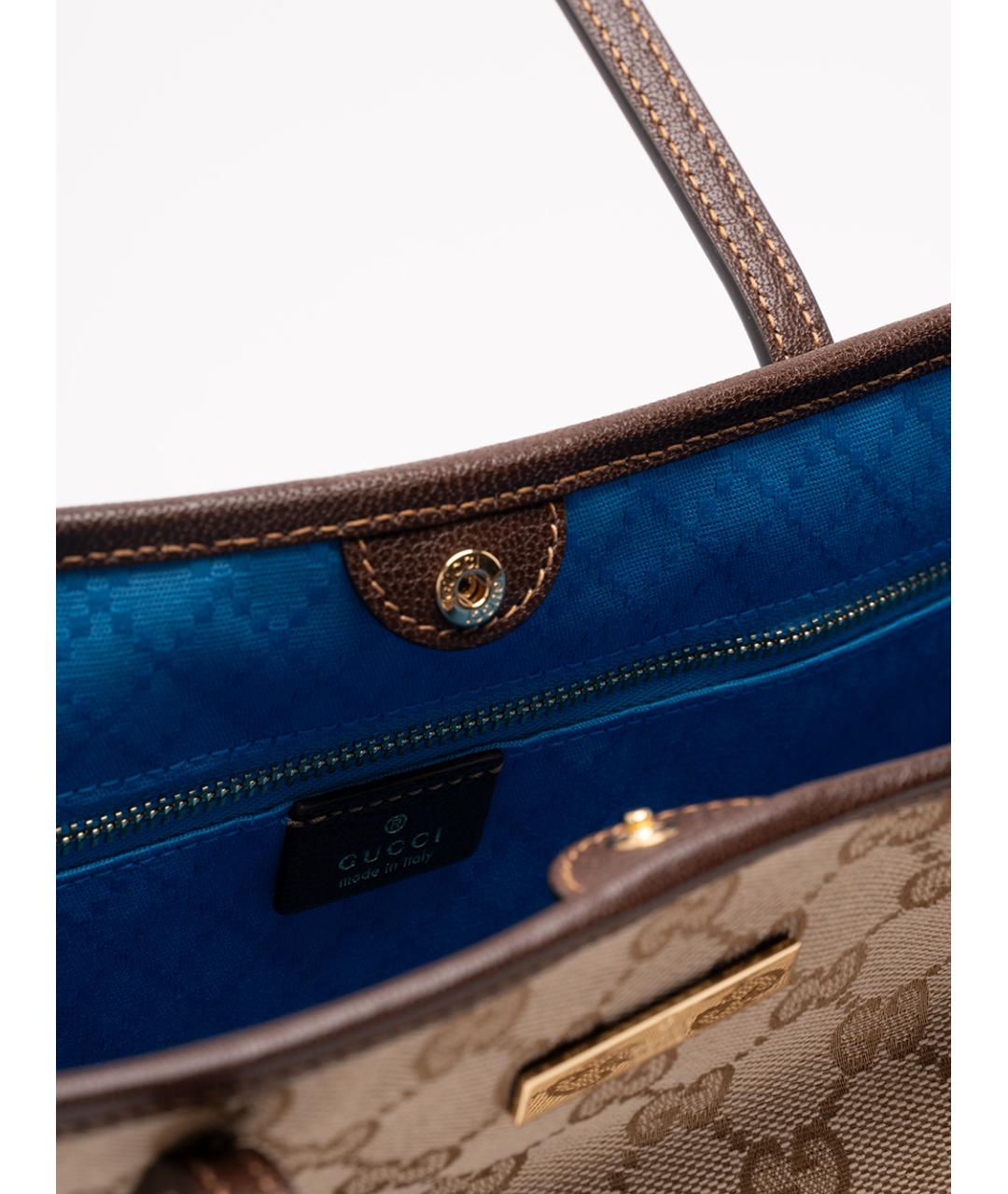 GUCCI Бежевая тканевая сумка тоут, фото 4