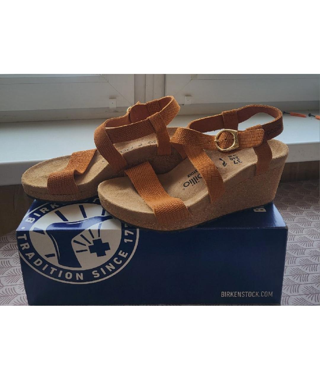 BIRKENSTOCK Коричневые кожаные босоножки, фото 3