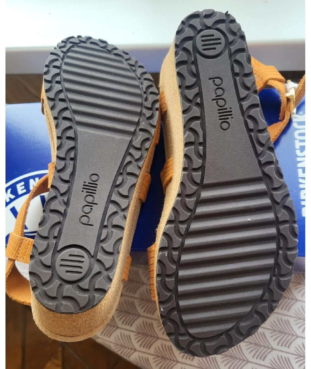 BIRKENSTOCK Коричневые кожаные босоножки, фото 4