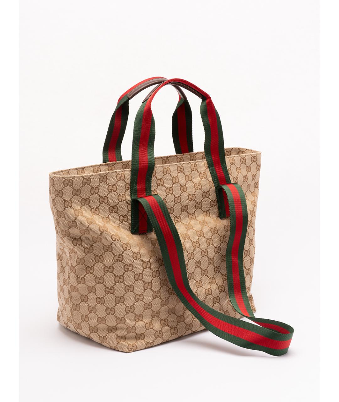 GUCCI Бежевая тканевая сумка тоут, фото 3
