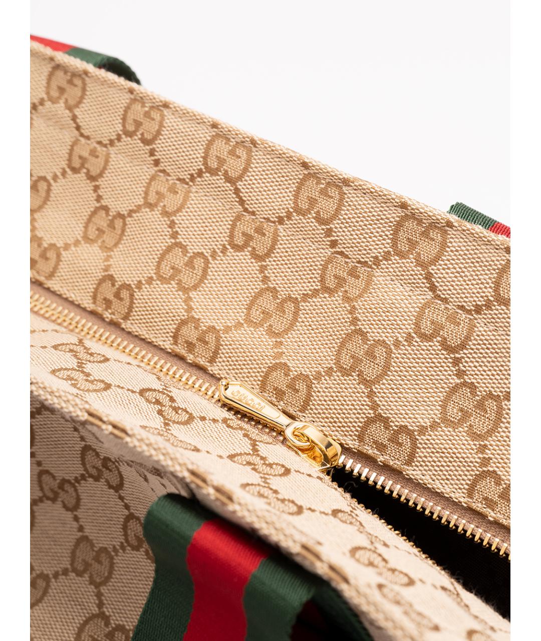 GUCCI Бежевая тканевая сумка тоут, фото 4