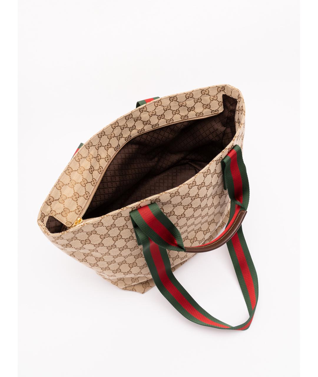 GUCCI Бежевая тканевая сумка тоут, фото 5
