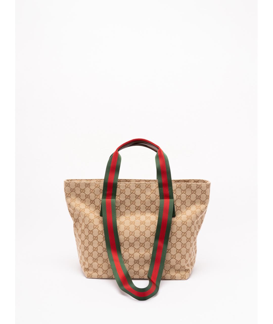 GUCCI Бежевая тканевая сумка тоут, фото 2