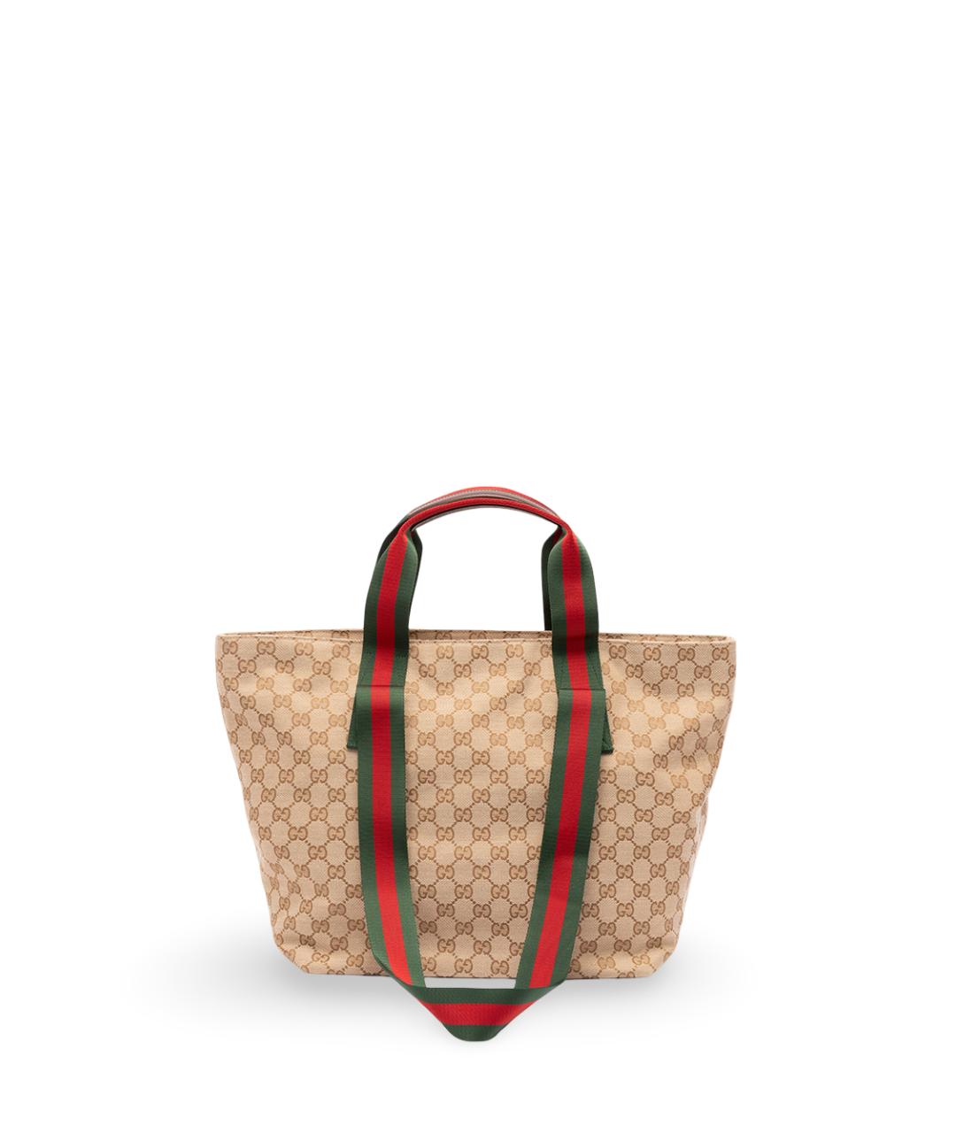 GUCCI Бежевая тканевая сумка тоут, фото 1