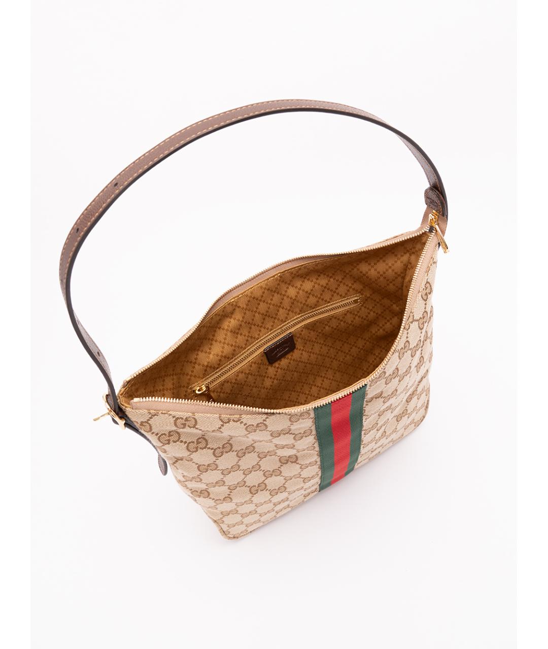GUCCI Бежевая тканевая сумка на плечо, фото 5