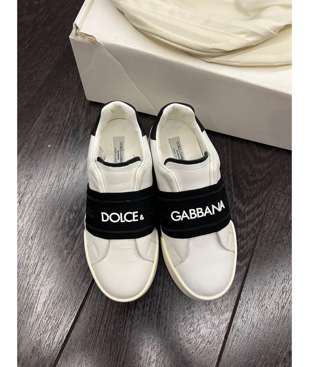 DOLCE & GABBANA KIDS Белые кожаные кеды, фото 3