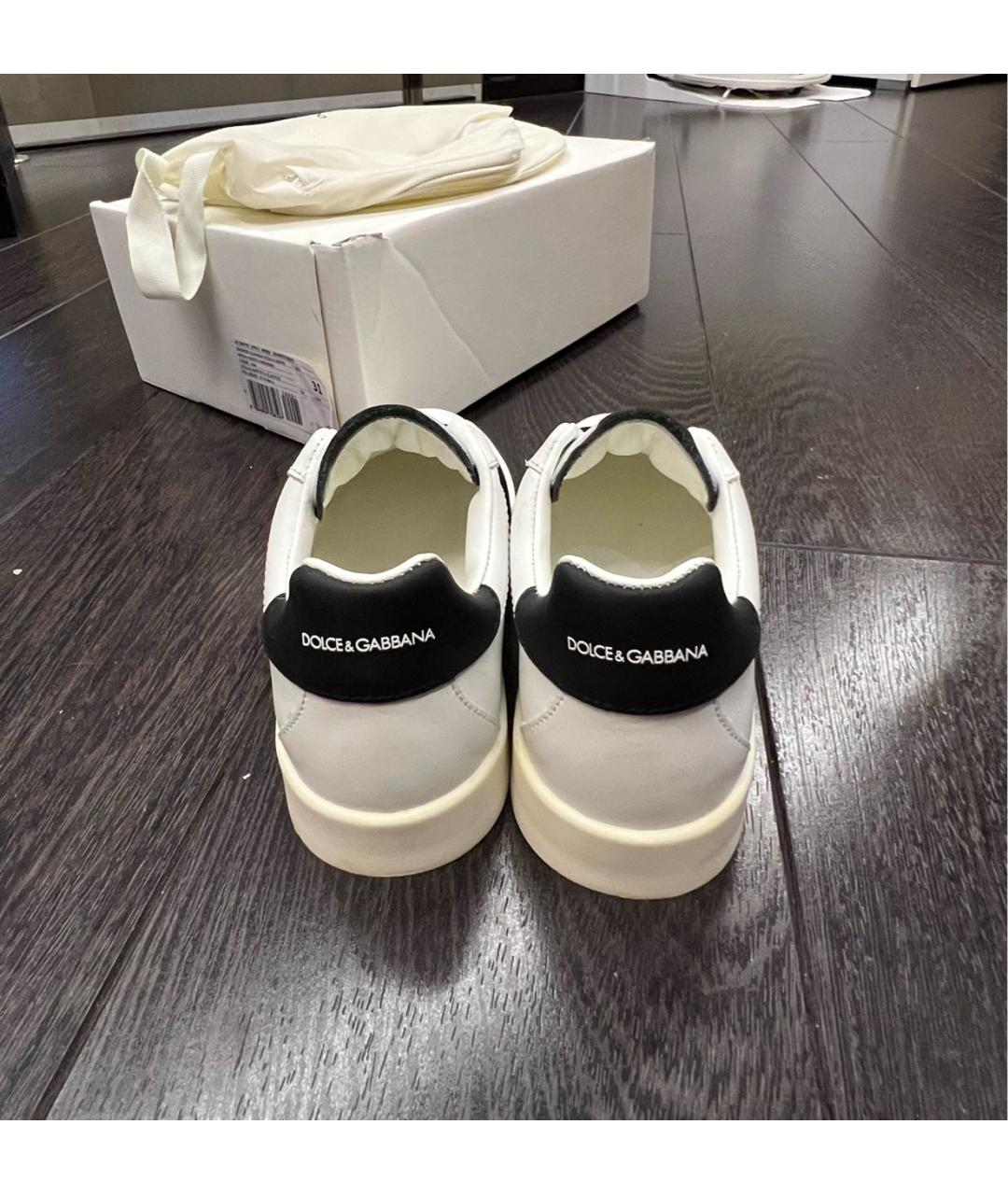 DOLCE & GABBANA KIDS Белые кожаные кеды, фото 5