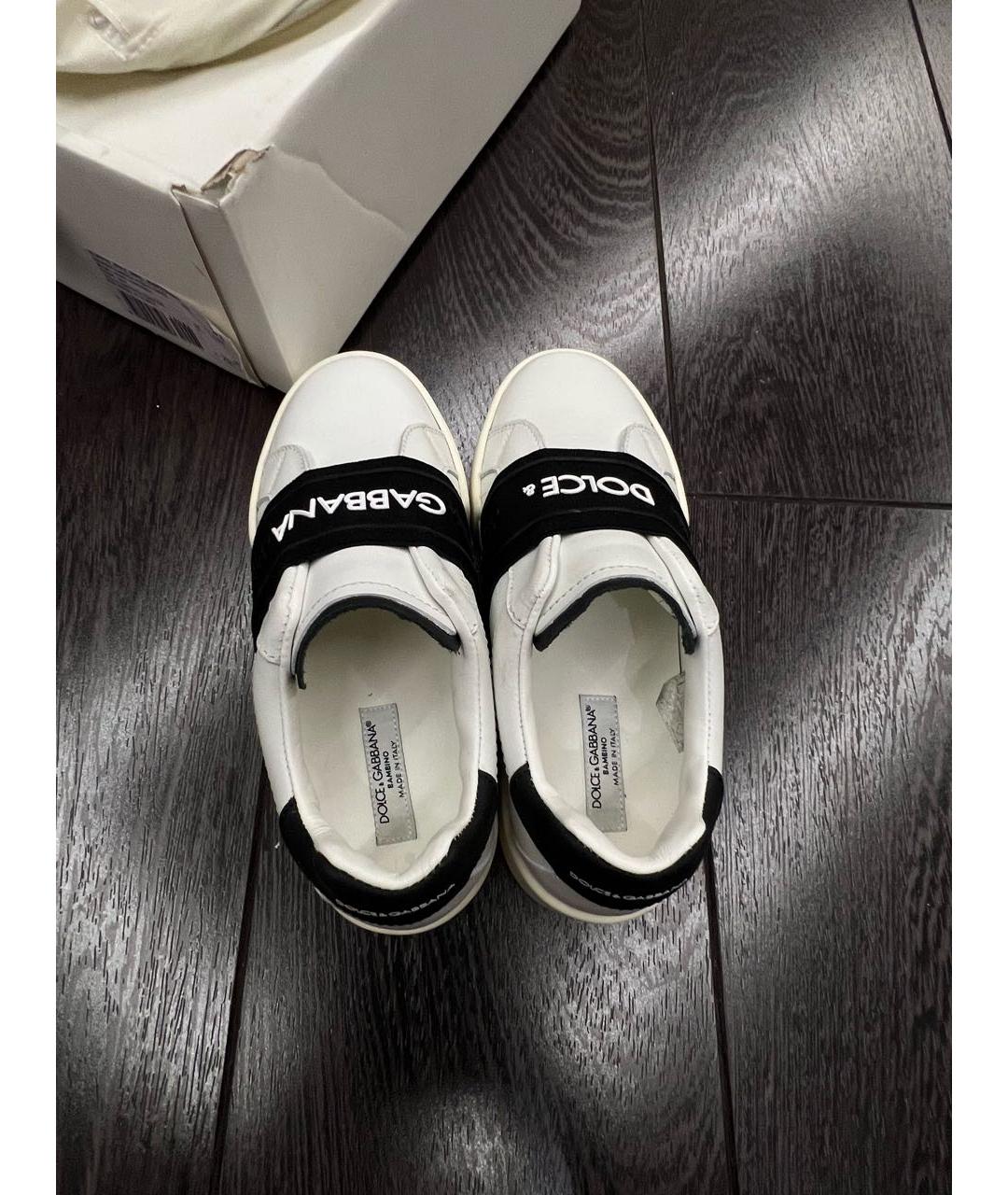 DOLCE & GABBANA KIDS Белые кожаные кеды, фото 4