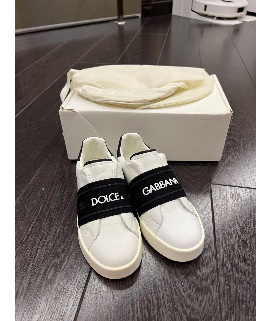 DOLCE & GABBANA KIDS Белые кожаные кеды, фото 2