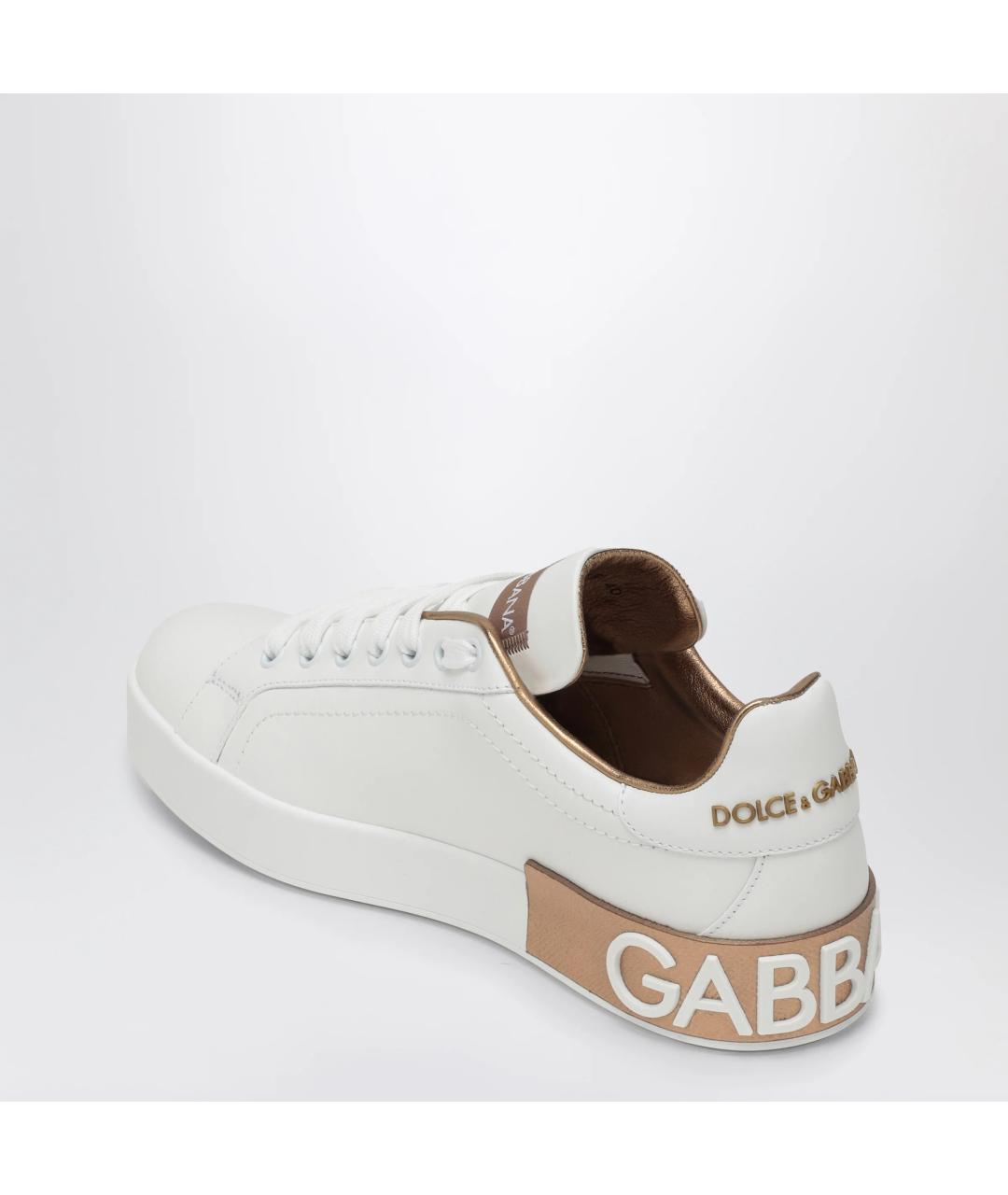 DOLCE&GABBANA Белые кожаные кеды, фото 2
