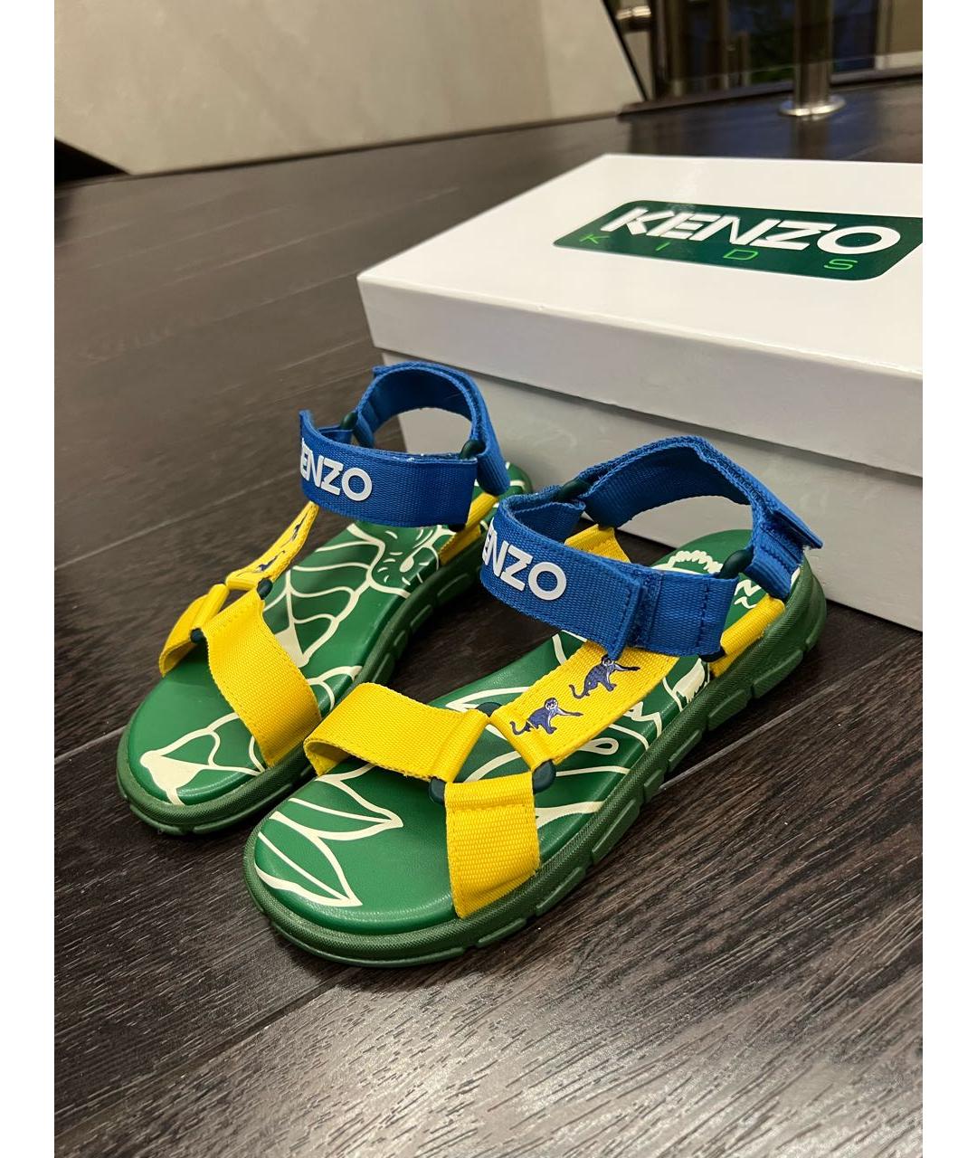 KENZO Желтые текстильные сандалии и шлепанцы, фото 3