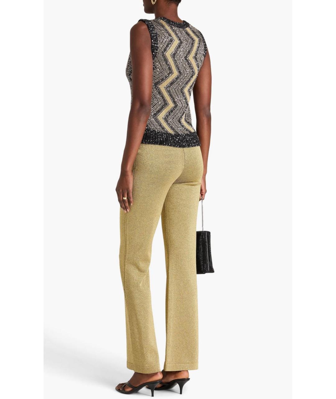 MISSONI Золотые вискозные прямые брюки, фото 3