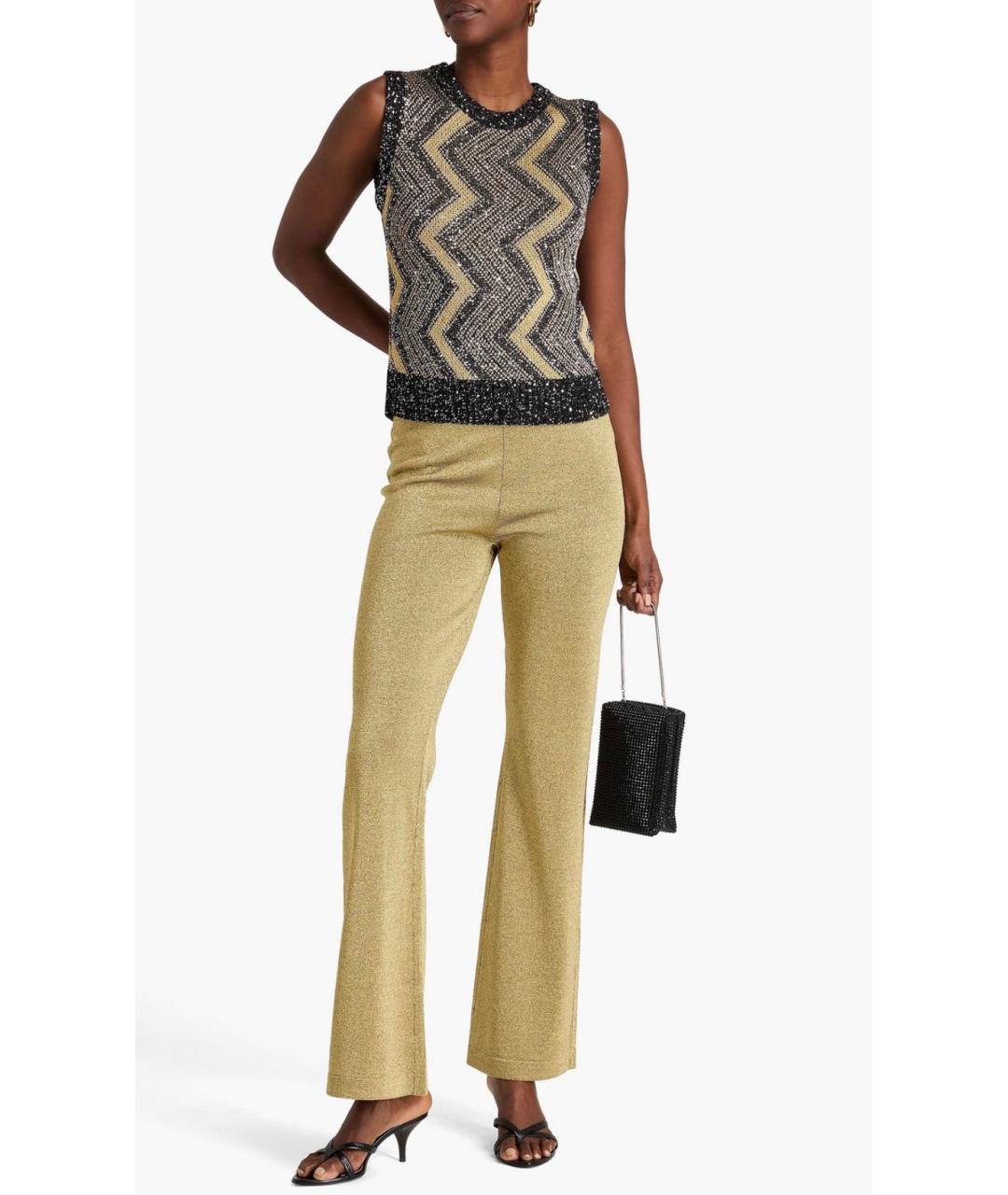 MISSONI Золотые вискозные прямые брюки, фото 2
