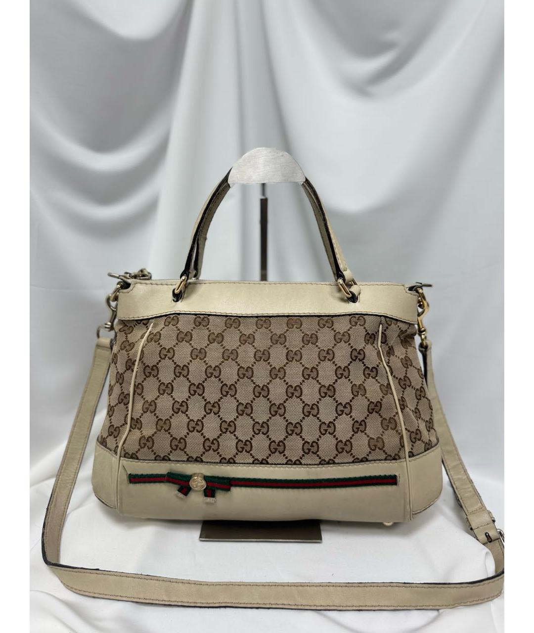GUCCI Бежевая кожаная сумка с короткими ручками, фото 7