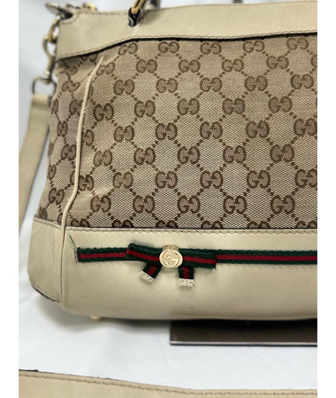 GUCCI Бежевая кожаная сумка с короткими ручками, фото 4