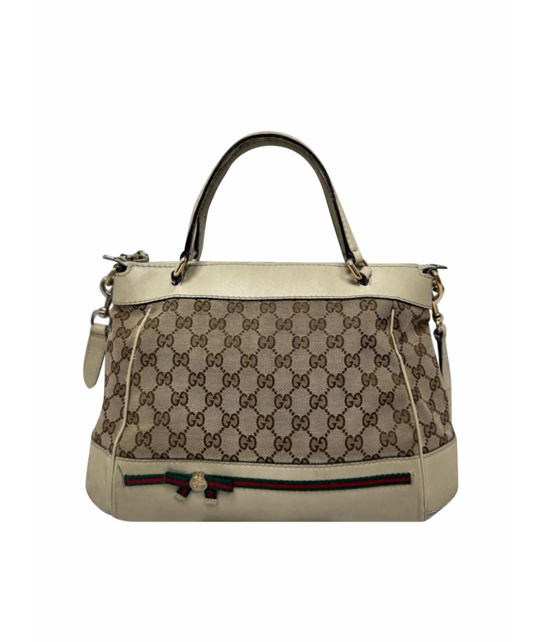 GUCCI Бежевая кожаная сумка с короткими ручками, фото 1