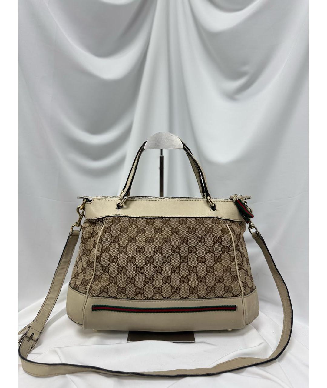 GUCCI Бежевая кожаная сумка с короткими ручками, фото 5