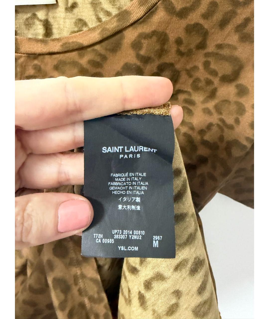 SAINT LAURENT Коричневая хлопковая майка, фото 4