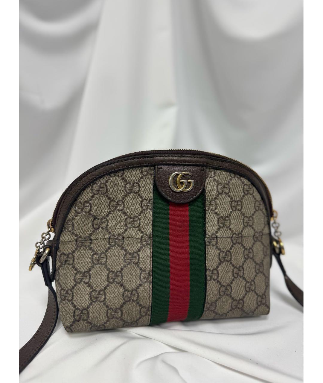 GUCCI Коричневая кожаная сумка через плечо, фото 3