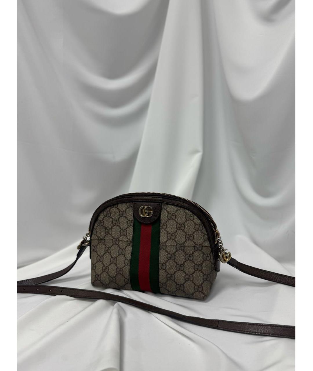 GUCCI Коричневая кожаная сумка через плечо, фото 4