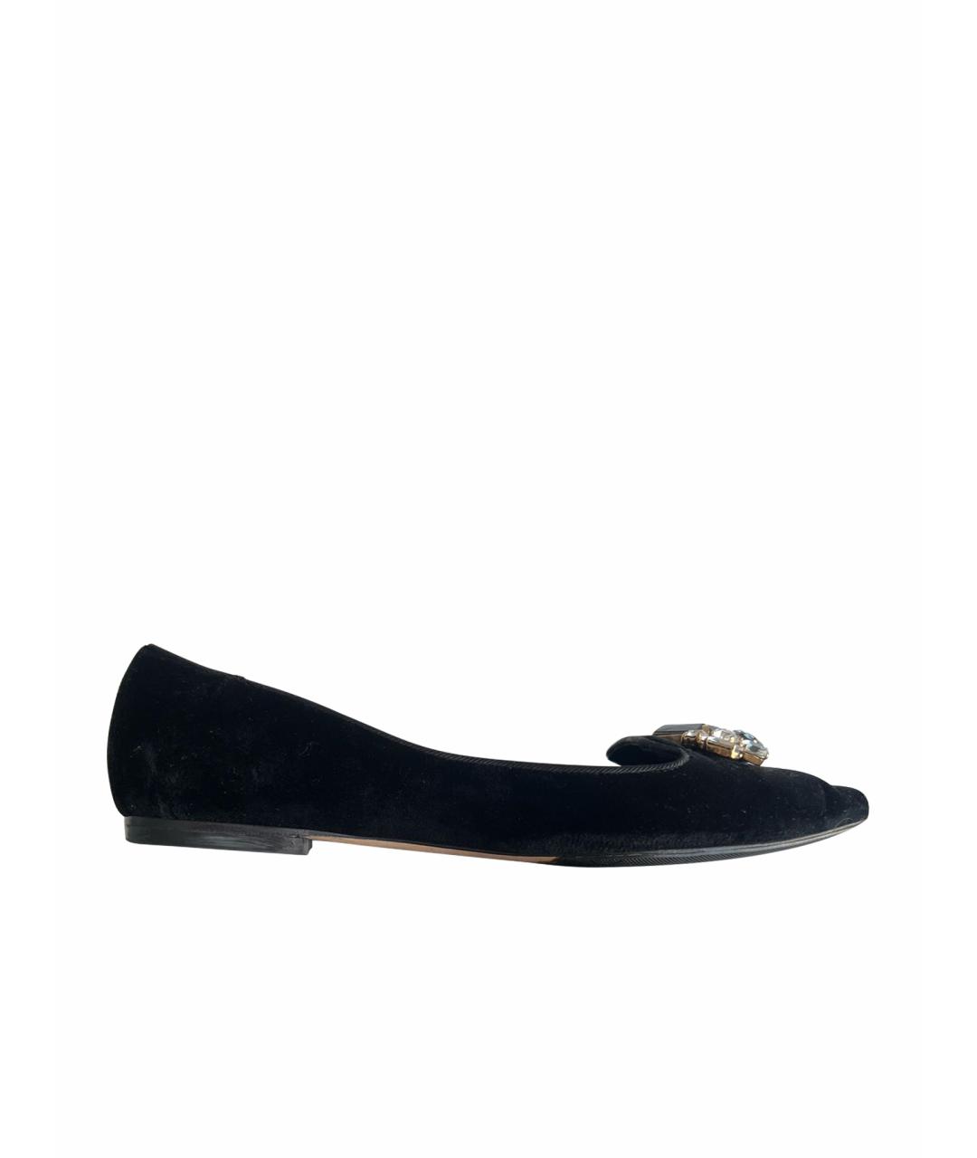 DOLCE&GABBANA Черные бархатные балетки, фото 1