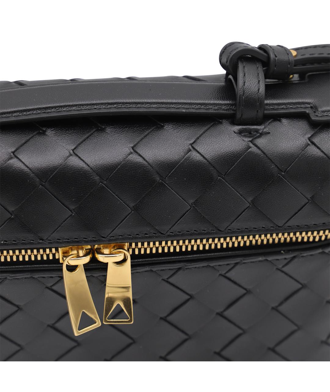 BOTTEGA VENETA Черная кожаная сумка через плечо, фото 4