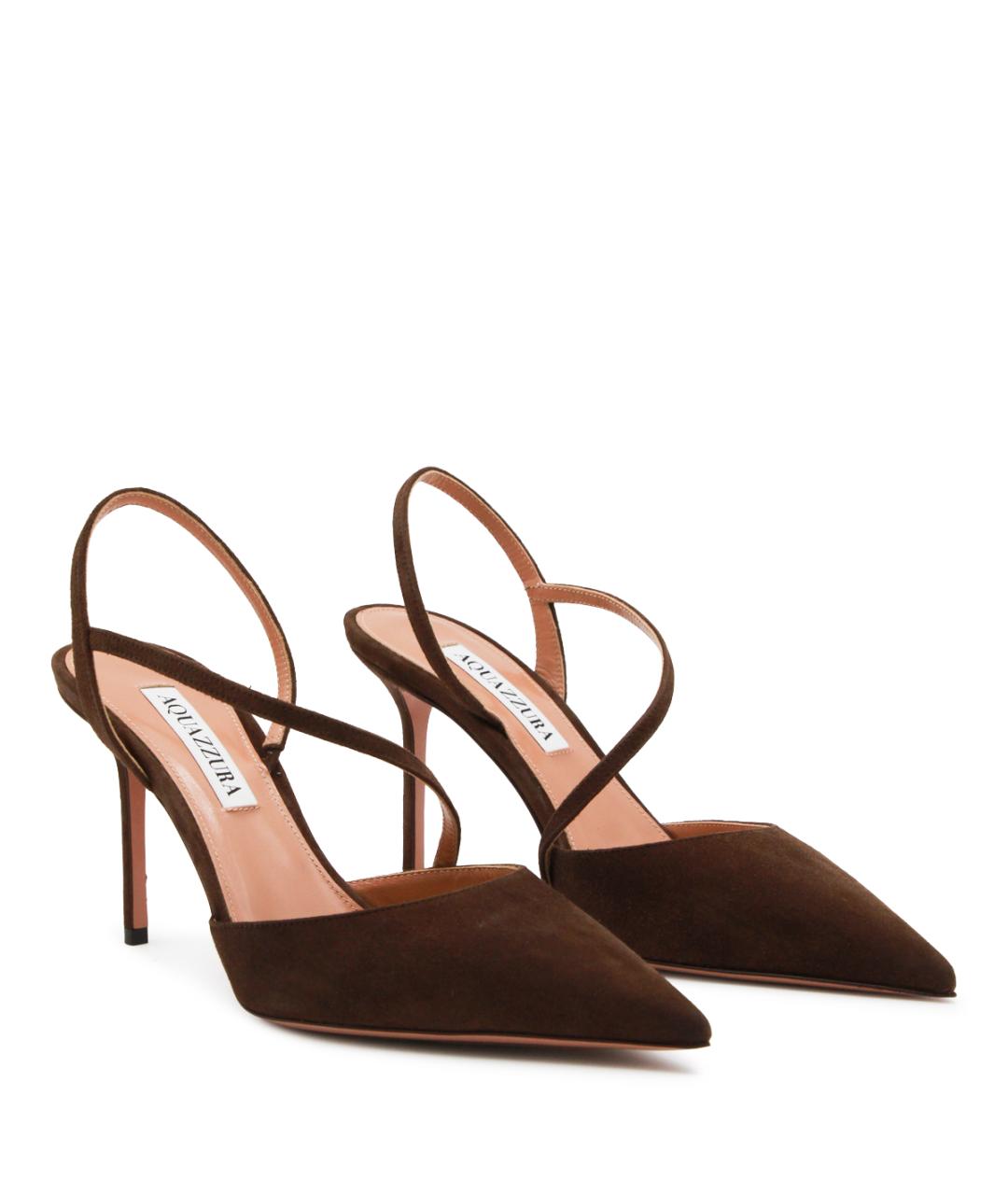 AQUAZZURA Коричневые нубуковые туфли, фото 2