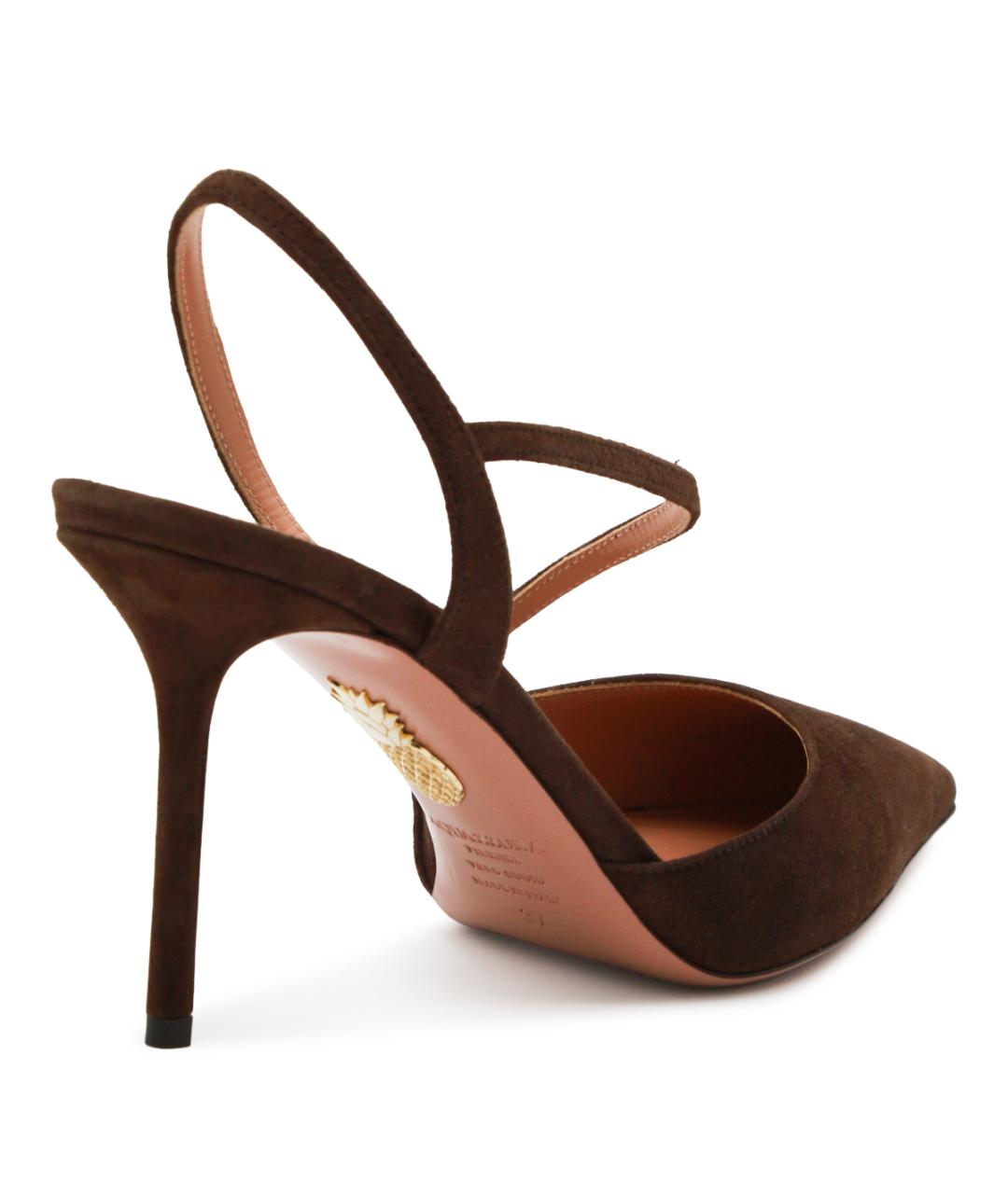 AQUAZZURA Коричневые нубуковые туфли, фото 3