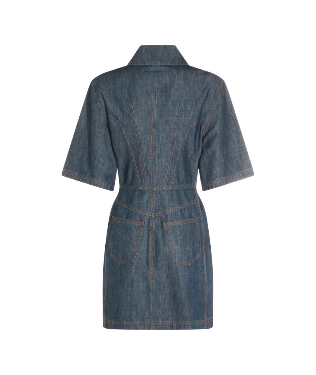 FENDI Синее хлопковое повседневное платье, фото 2