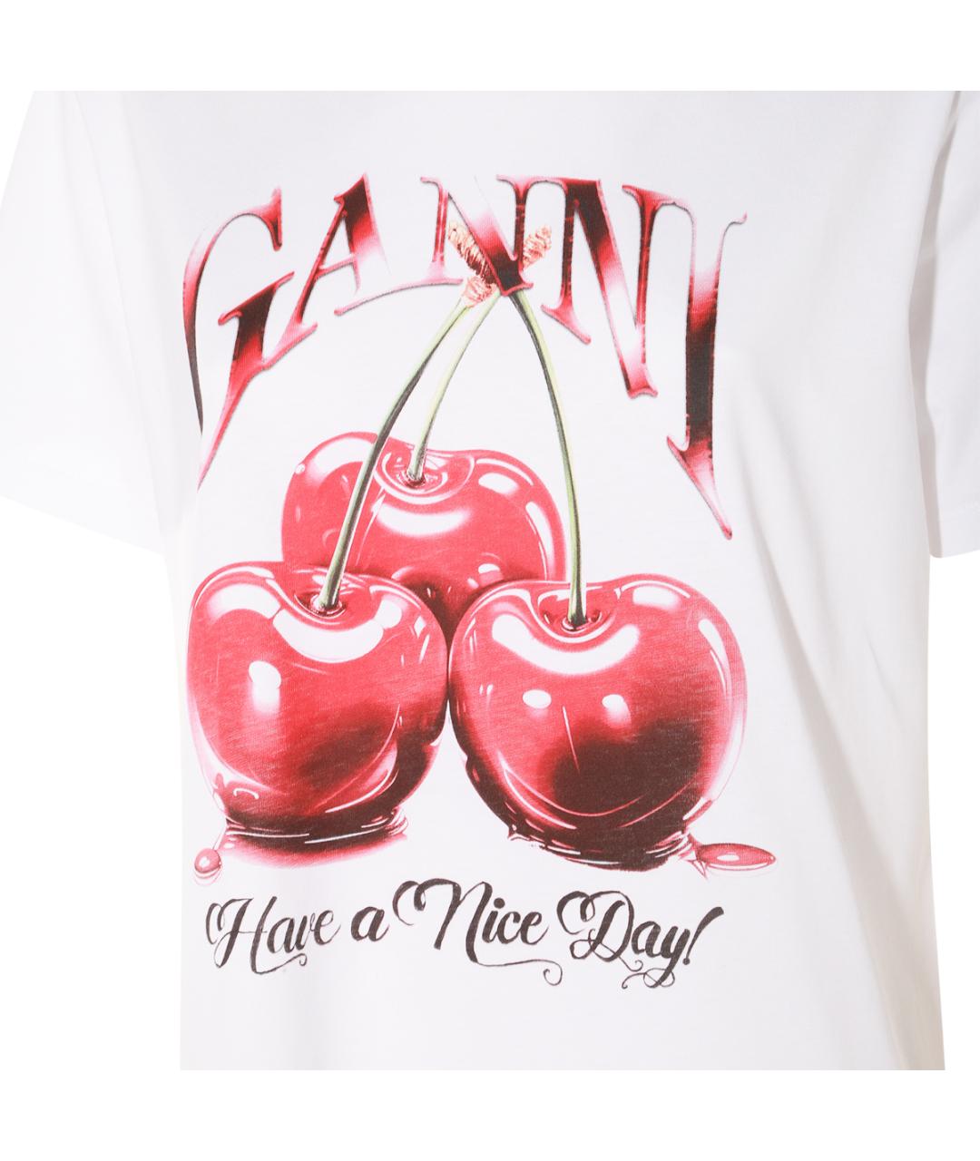 GANNI Мульти хлопковая футболка, фото 3
