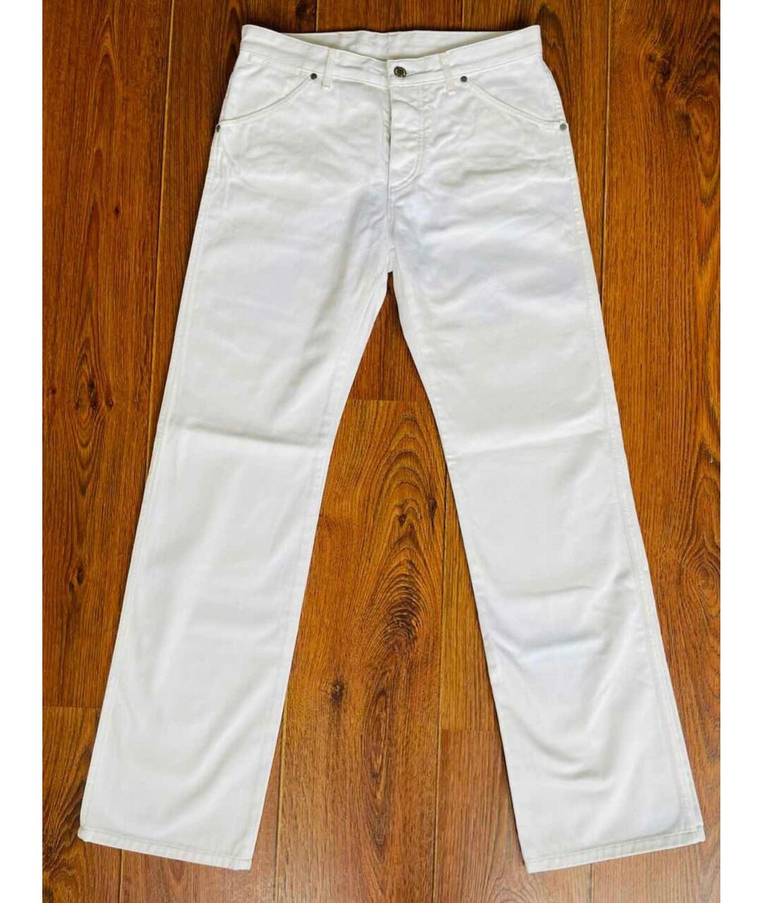 LOUIS VUITTON PRE-OWNED Белые хлопковые прямые джинсы, фото 7
