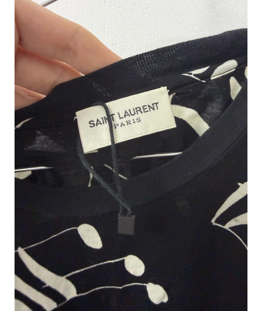 SAINT LAURENT Черная хлопковая майка, фото 2