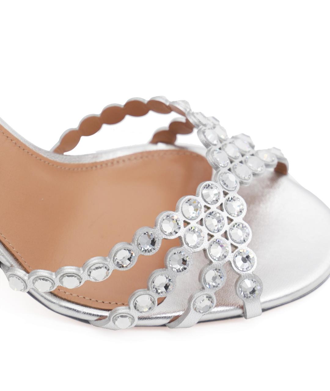 AQUAZZURA Серебряные босоножки, фото 4