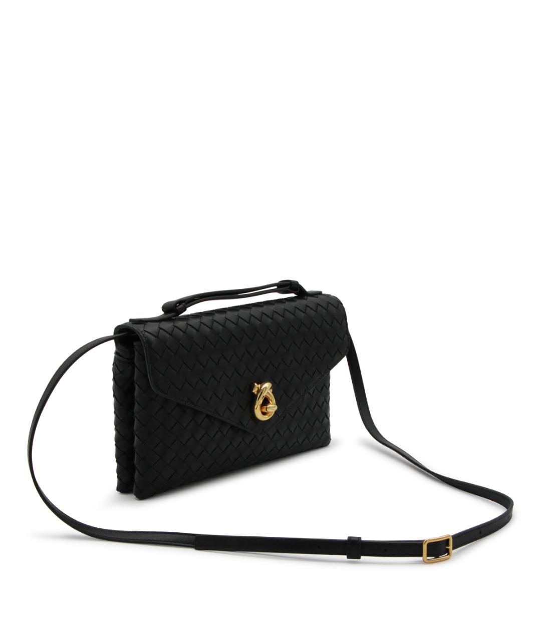 BOTTEGA VENETA Черная кожаная сумка через плечо, фото 2