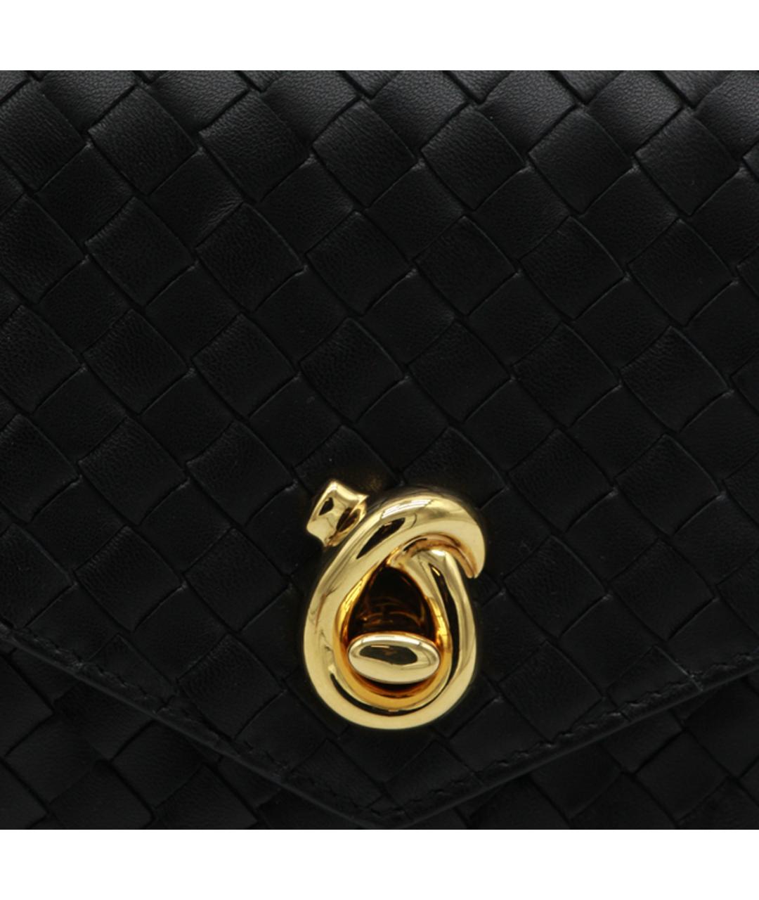 BOTTEGA VENETA Черная кожаная сумка через плечо, фото 4