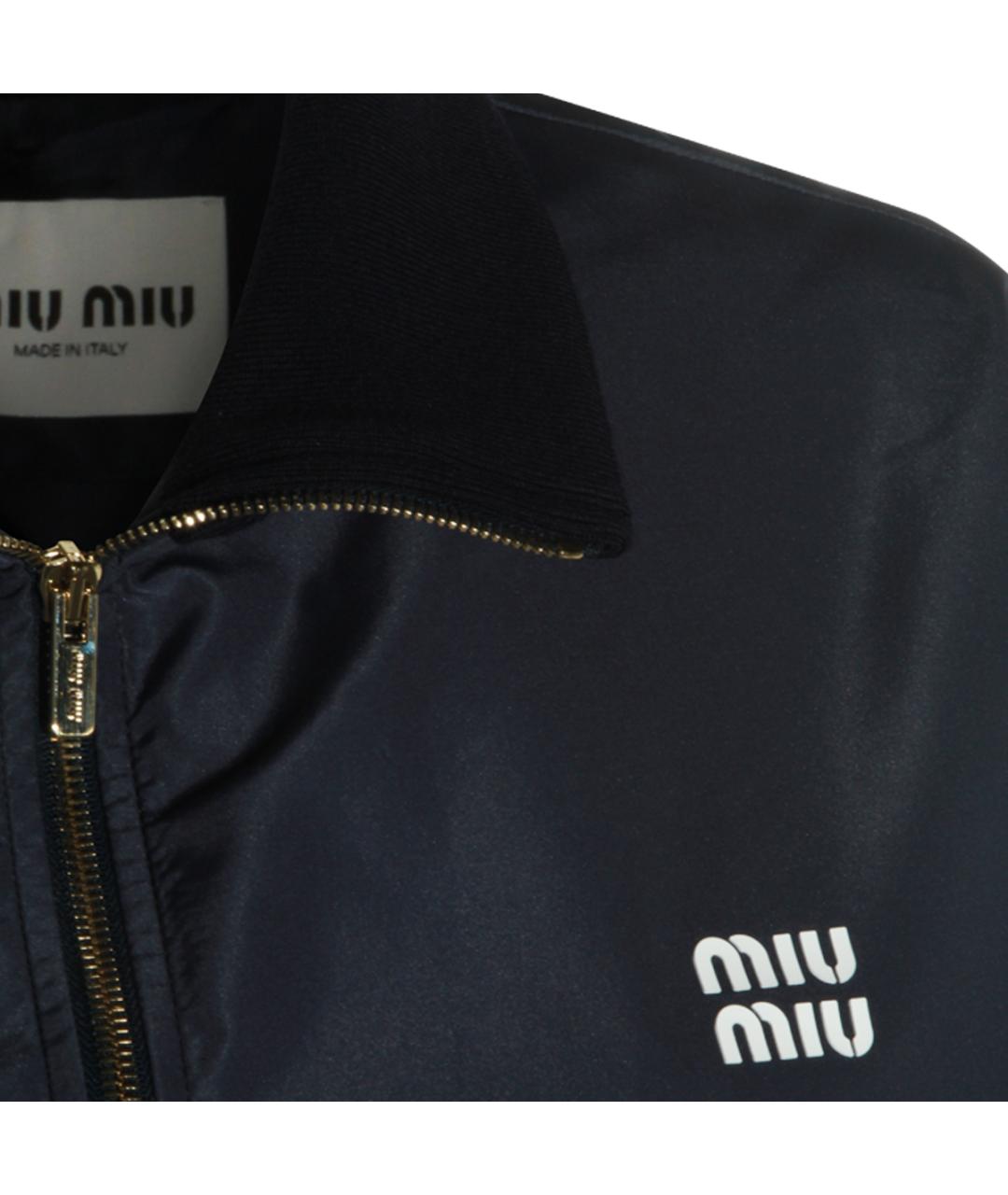 MIU MIU Темно-синяя полиэстеровая куртка, фото 3