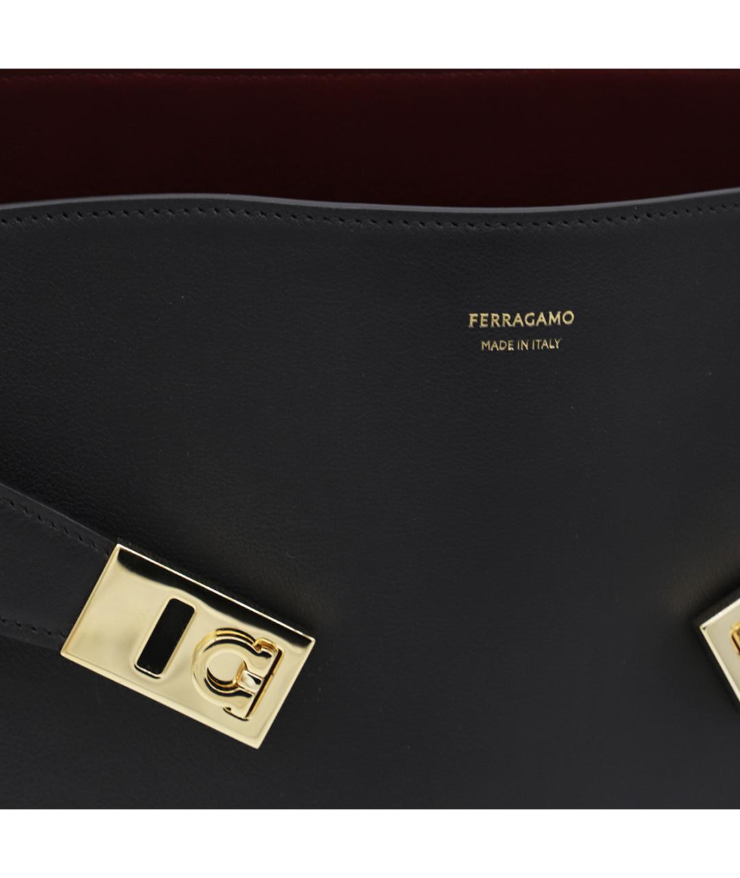 FERRAGAMO Черная кожаная сумка через плечо, фото 4