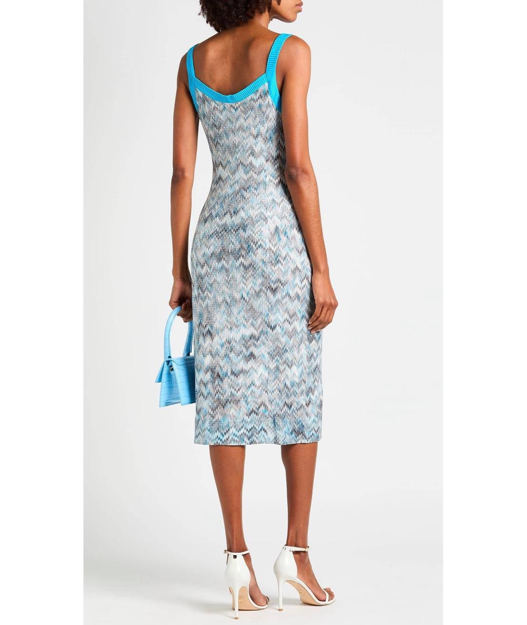 MISSONI Голубое вискозное коктейльное платье, фото 3