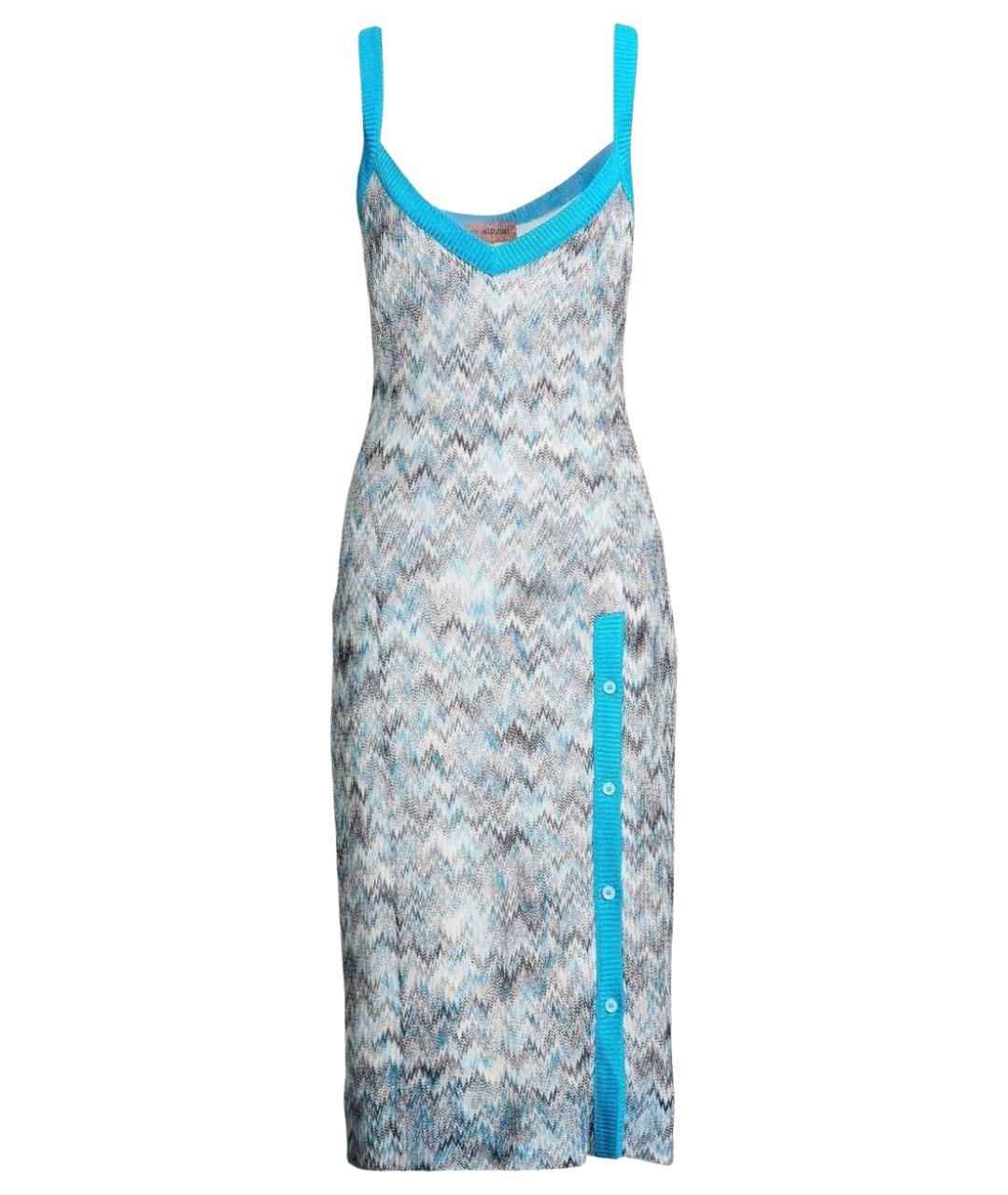 MISSONI Голубое вискозное коктейльное платье, фото 1
